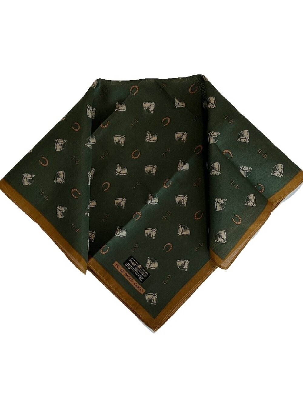 Vintage Paolo Gucci Design Horse Head Equestrian Cotton Scarf NWT